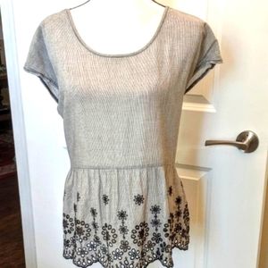 Black and White striped peplum top